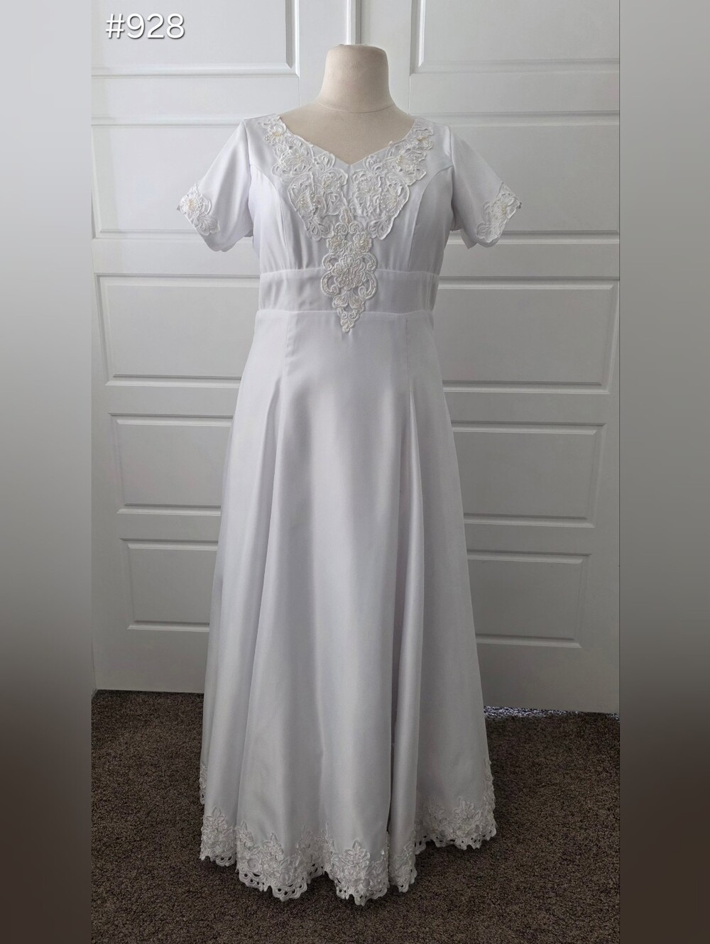 White Satin Ballgown Wedding Dress With Short Sleeves